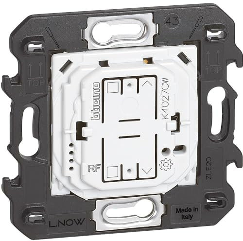 Bticino K4027CW Comando Wireless per Tapparelle, per il Controllo di uno o più Comandi Tapparella Connessi, Fissaggio con Adesivi Riposizionabili (In Confezione), Serie Living Now, 2 Moduli