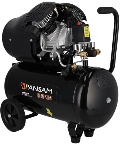 DEDRA Kompressor, Verdichter 50L PANSAM Doppelkolben-Ölkompressor V 2300 W 8 bar, 2 Zylinder V-Motor, mit zwei Manometern und zwei Anschlussöffnungen, Tragegriff