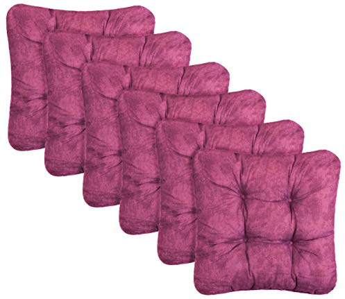 Brandsseller Kissen-Set Sitzkissen Dekokissen Stuhlkissen Zierkissen Stuhlauflage (6er-Set, Beere)