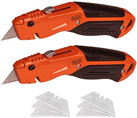 BLACK+DECKER Utility Knife, Retractable, Quick Change Blade, 2-Pack (BDHT1039495APB)
