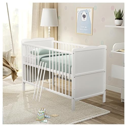 Baby Delux Babybett 60x120 cm weiß 2in1 Kinderbett umbaubar zum Juniorbett Max Kiefer Massivholz