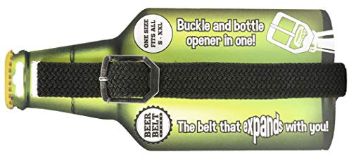 Ceinture de bière pour homme, boucle décapsuleur, ceinture élastique qui s'adapte aux tailles S à XXL, noir, Noir , Fits up to a 44 inch waist