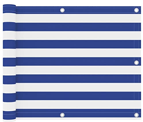 vidaXL Balkon Sichtschutz Bespannung Terrasse Windschutz Sonnenschutz Balkonbespannung Balkonverkleidung Weiß Blau 75x300cm Oxford-Gewebe