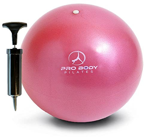 ProBody Pilates Ball Small with Pump - 9 Inch Small Exercise Ball (Pink)