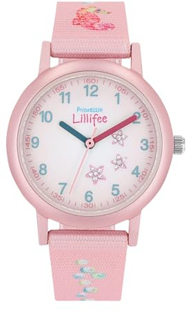 Prinzessin Lillifee Armbanduhr Mädchen Kinder Quarzuhr Analog, mit Textil Armband, 3 bar Wasserdicht, Kommt in Uhren Geschenk Box