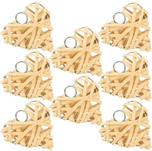 BESPORTBLE 8stücke Herzförmiger Gewebter Weidenanhänger Hängende Dekoration Für Valentinstag Party Hochzeit Aus Natürlichem Material Bunte Hängeaccessoires Für Bar Wohnzimmer