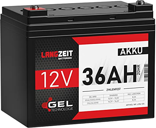 LANGZEIT Akku 12V 36Ah Gel Blei-Akku USV Batterie Solar ersetzt 33Ah 35Ah