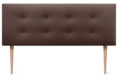 DHOME Kunstleder oder Stoff Kopfteil AQUALINE Pro mit 2 Reihen von Schaltflächen und Füßen gepolstertes Kopfteil Luxus Bett (135x105cm Mit Füßen (Betten 120/135/140), Kuntsleder Schokolade)