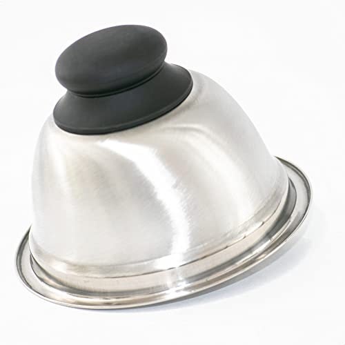 Kerafactum Campana para hamburguesas con mango de silicona para hamburguesas, de acero inoxidable, para barbacoas y quesos, para derretir queso, queso, queso, queso, queso, queso, derretir