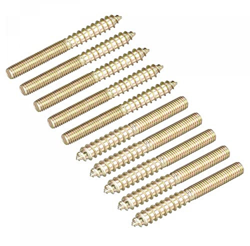sourcing map M5x50mm Hanger Bolts, 20pcs Double Ended Thread Dowel Screws for Wood Furniture