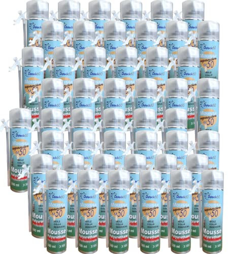 DSTOCK60-48 Flaschen Bauschaum/Montageschaum 500 ml, professioneller Polyurethan-Schaumstoff – Isolierung, Kleber, Abdichtung – Außen- und Innenbereich