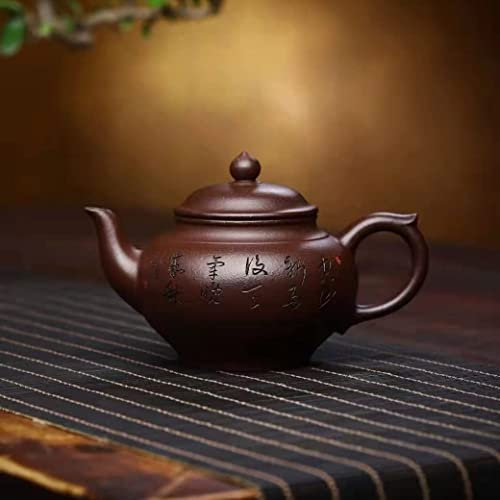 BEZAX Zisha Teekanne, Master Handmade Classic Style Ton-Teekanne 6,8 Unzen mit Sammelzertifikat und Geschenkbox (Xiaoying, Old Purple Clay)