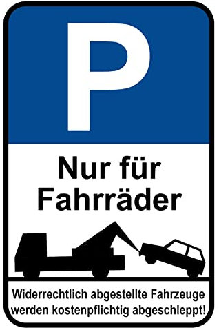 Blechschild 20x30cm gewölbt Parkplatzschild nur Fahrräder Deko Geschenk Schild