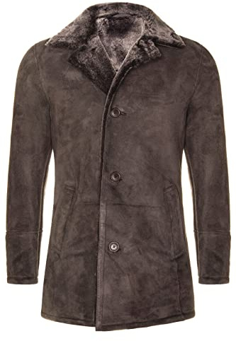 Infinity Leather Brauner Schafspelz für Herren aus echtem Shearling, klassischer Wildledermantel aus Leder