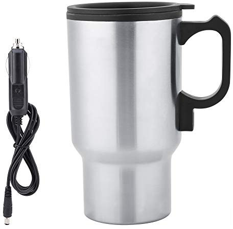 Bouilloires électriques, Tasse De Voyage En Acier Inoxydable 12V 450mL Chauffage De Voiture électrique Café Lait Tasse Bouteille D'eau Chaude Cadeau de Saint Valentin