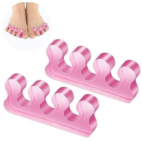 Aphrordity Zehentrenner Pediküre, Silikon Zehentrenner, Wiederholbare Waschbare Zehennagelteiler, für Nagellack、Korrektoren für überlappende Zehen. Rosa
