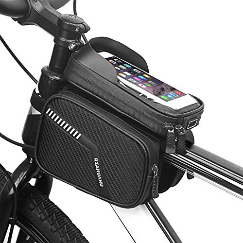 YIWENG Sac de Cadre de Vélo Étanche Double Poche - Tube Supérieur VTT avec Écran Tactile pour Téléphone