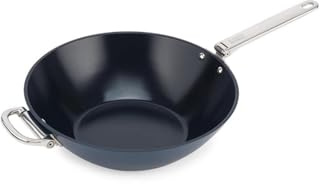 Joseph Joseph Space Wok 32cm, Manico Pieghevole, Salvaspazio, Rivestimento Ceramica Professionale, Induzione e Forno