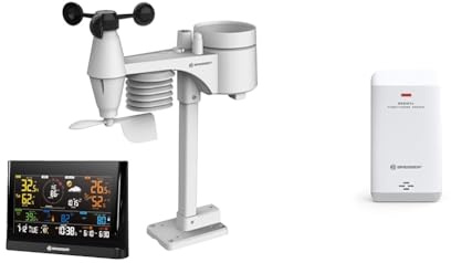 Bresser WLAN Comfort Wetterstation mit 7-in-1 Profi-Sensor und modernem Farbdisplay, Schwarz & Thermometer/Hygrometer Sensor zur Temperatur- und Luftfeuchtigkeitsmessung