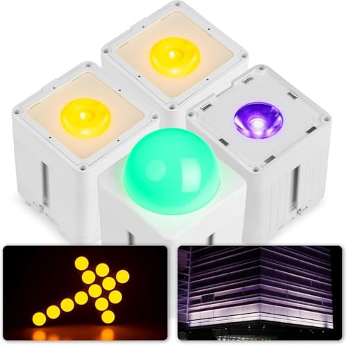 BeamZ Pro KUBE20WH Akku LED Spot 4er Set inkl. Zubehör, IP65 Uplight Outdoor und Indoor, Wireless DMX, Licht Baustein-System mit 20 Watt RGBWA-UV-LEDs, Disco Licht - Weiß