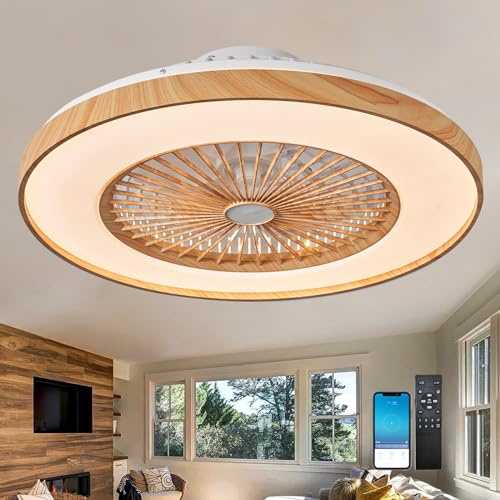 Fachae Leise Deckenventilator mit Beleuchtung und Fernbedienung 50cm | LED Deckenlampe mit Ventilator 96 Watt 9600 Lumen Dimmbar Reversibler DC Motor für Schlafzimmer Küche