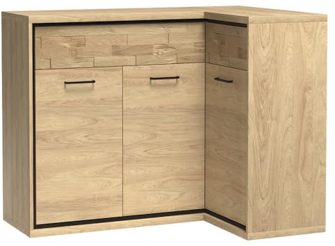 Lomadox Eckkommode Sideboard Eckschrank Kommode Wohnzimmerschrank Anrichte Aufbewahrunsschrank in braun in Eiche