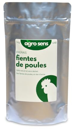 Engrais Fientes de Poules Pondeuses - 100% Naturel UAB, Sachet de 1kg, AGRO-SENS