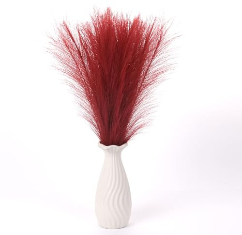 Uxney Pampas Grass, 55 cm Pampas Grass Decoration, Pampas Grass, Artificial Dried Flowers, Decoration, Artificial Pampas Grass for Home Decoration (Wine Red, Pack of 20)