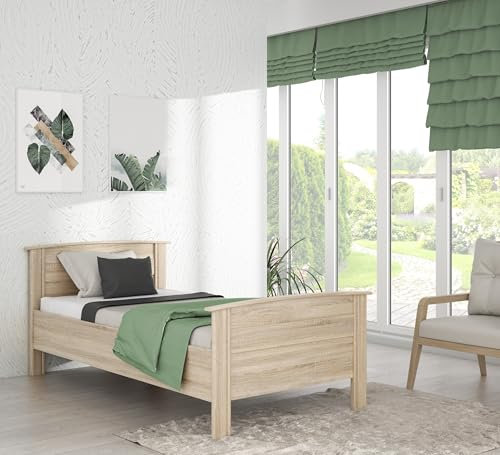 möbelando Bettgestell >Gloria< Seniorenbett in Sonoma Eiche Dekor (Innenmaß 100x200cm) - 115,4x88,7x209,7cm (BxHxT)