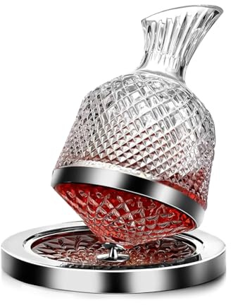Jasaly Rotweinkaraffe, 50 oz/1500 ml, Weinkaraffe aus Kristallglas, bleifrei, um 360 ° drehbar, für Whisky