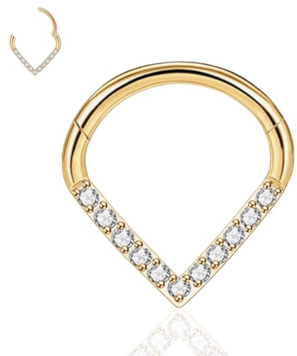HENYQANN Piercing Ring Septum Piercing Nasenring Conch Daith Helix Tragus Knorpel Lippen Piercing Schmuck Würfel Zirkon Gold Silber Rosgold 16G