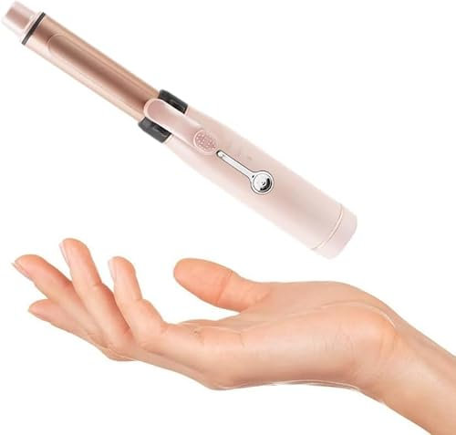 Portable Curling Wand, Mini Cordless Curling Iron USB Rechargeable Ceramic Hair Curling Wand, 2 Temperature Levels Curling Tongs Wet & Dry Use Travel Hairs Curler for Short Hair