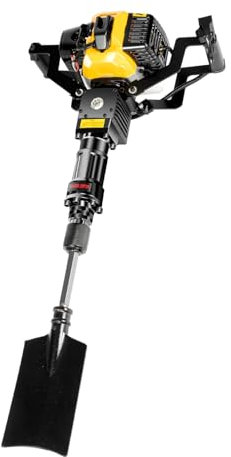 52cc Excavadora de Arboles Gasolina 1250w con pala nº 7, 6500 rpm Motor de 2 Tiempos Tierra Gasolina Excavadora de Taladro para Flor Plantando árboles Arbustos