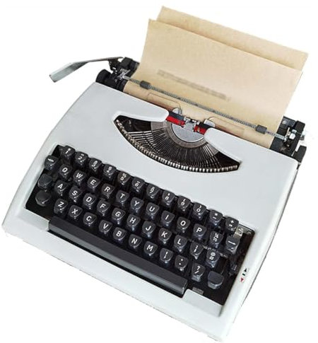 Vintage-Schreibmaschine,klassische Retro-Schreibmaschine mit Handbetrieb,mechanische englische Schreibmaschine,altmodische traditionelle tragbare Schreibmaschine mit Handbetrieb,Schreibmaschinen,White