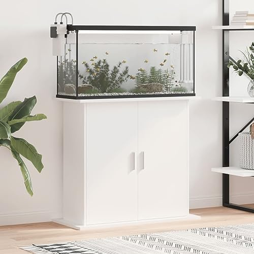Rantry Aquariumständer Aquarium Unterschrank Aquarien Schrank, Aquarium Tisch Aquariumschrank mit Stabiler Oberplatte, für Sicheren Stand Weiß 81x36x73 cm Holzwerkstoff