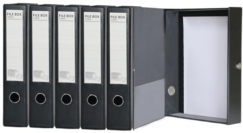 URbantin Caja de Archivo A4, 6 Piezas Archivador,Lomo 65 mm（Negro）