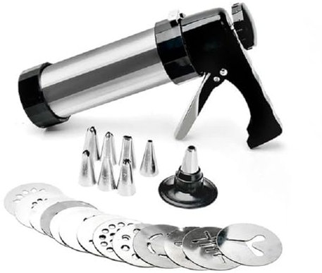 Cookie Presses Cookie Gun Press Cookie Making Kit Butter Cookie Press with 13 Cookie Discs and 8 Icing Nozzles for Making and Decorating Cookies