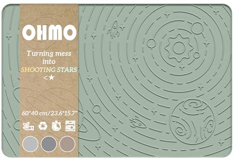 OHMO Napfunterlage Hund Katzen Zubehör Futtermatte Hund 60x40cm Hellgrün | Silikon Unterlage, Wasserdicht, Katzenzubehö, Hundenapf Unterlager, Rutschfest Futterunterlage, Leicht zu Reinigen