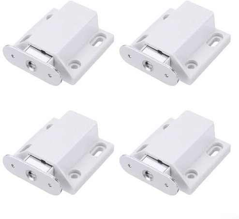 Sistema di chiusura magnetica a pressione, confezione da 4, per ante di cassetti e armadietti, colore: bianco