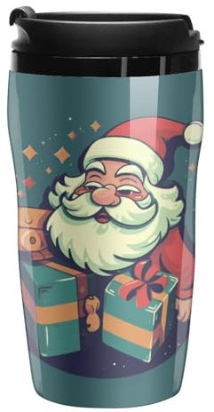 Stanley-Kaffeetasse mit Deckel, 340 ml, Kunststoffbecher, versiegelter Trinkdeckel, Wasserbecher, Teetasse, Weihnachtsmann, Aufbewahrungsbox, bedruckte Tassen, passt in Auto-Becherhalter