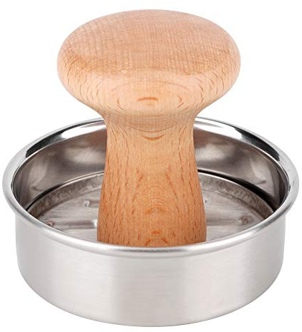 Mini Pressa per Hamburger, 7cm Pressa per Hamburger Antiaderente in Acciaio Inossidabile con Manico in Legno, Presse Manuali per Carne per La Cucina di Casa BBQ Grill