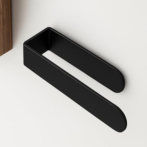 D&S Global Porta asciugamani autoadesivo, da parete, senza fori, facile installazione (nero, 23 cm)