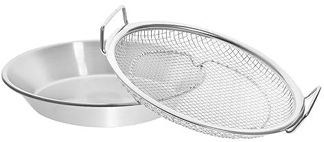 JECOMPRIS Colador Bandeja de Acero Inoxidable para Escurrir Fritos y Rebozados, Diseño Moderno y Elegante, Adecuado para Decoración de Mesa Hogar