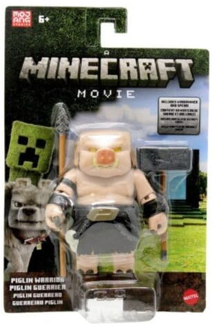 Mattel Ensemble de figurines d'action et d'accessoires Minecraft Piglin Warrior - Personnage articulé à collectionner inspiré d'un film Minecraft, échelle de 8,3 cm