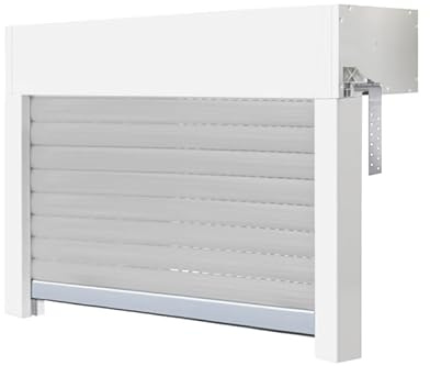 Schellenberg 39047 Kit de volet roulant pour fenêtre, système de volet roulant Mini PVC, 90 x 50 cm, blanc/gris, peut être raccourci en hauteur et largeur, avec isolation EPS et accessoires à monter