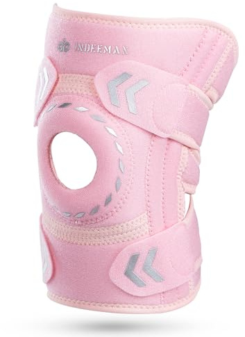 INDEEMAX Knee Support For Men Women, Adjustable Knee Brace for Arthritis, Joint Pain Relief, ACL, Meniscus Tear, Injury Recovery, Sports, Workout, Running, Walking (Pink, One Size)