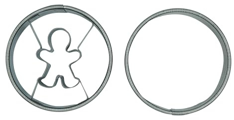 Kaladia Linzer - Juego de cortadores de galletas – Diseño de círculo con hombre de jengibre – de acero inoxidable de alta calidad – 2 cortadores – para chitas, hildabrötchen, ojos Linzer – Fabricado