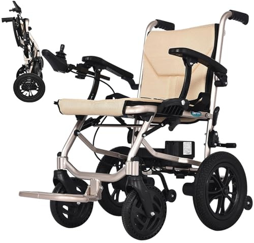 Silla de ruedas eléctrica plegable y ligera con dos baterías de 5,2 Ah | Peso de solo 15 kg y capacidad de carga de 120 kg | Alcance de 20 km y motor de 400 W