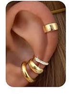 Morfetto Ear Cuff Gold/Silber Wasserfest - 4 Paar Ohrclips Damen Ohne Ohrloch 14K Vergoldet Ohrklemmen Fake Helix Piercing Knorpel Hypoallergen Clip on Ohrringe Verstellbare Ohrmanschetten