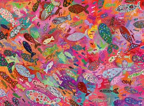 Ravensburger Fish in Fuchsia 500 Piece Jigsaw Puzzle – Colourful Underwater Fish Scene by Noemi Ibarz – Relaxing Mindful Puzzle for Adults & Teens